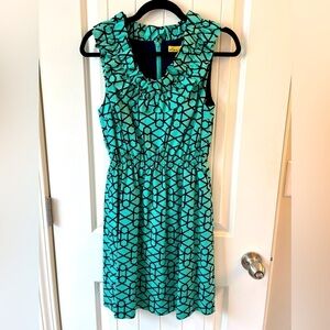 Ellen & Ollie Navy & Aqua Sleeveless Ruffle Cotton Dress size 4